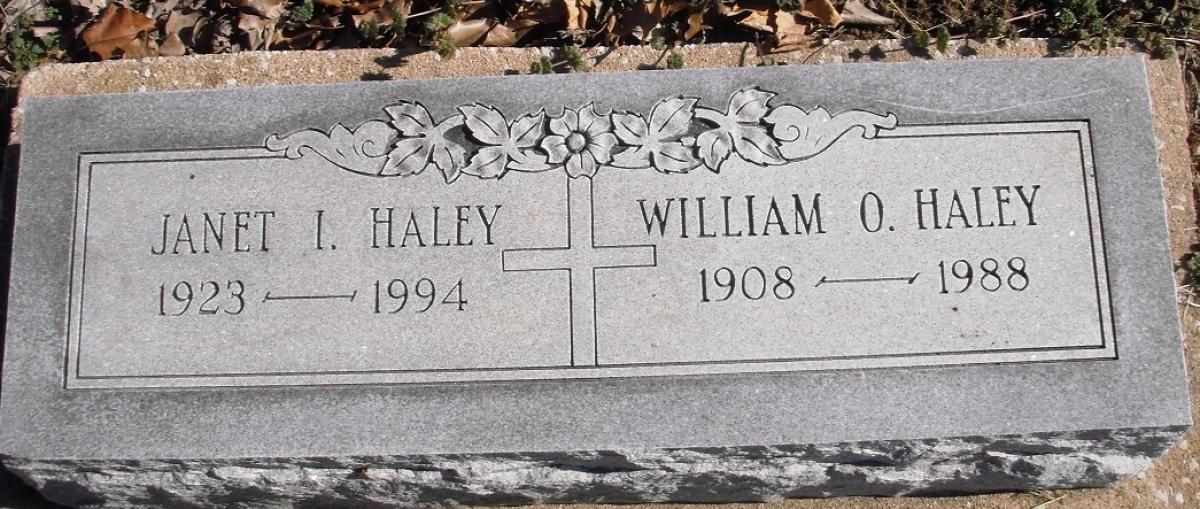 OK, Grove, Buzzard Cemetery, Haley, William O. & Janet I. Headstone