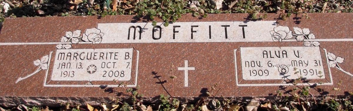 OK, Grove, Buzzard Cemetery, Moffitt, Alva V. & Marguerite B. Headstone