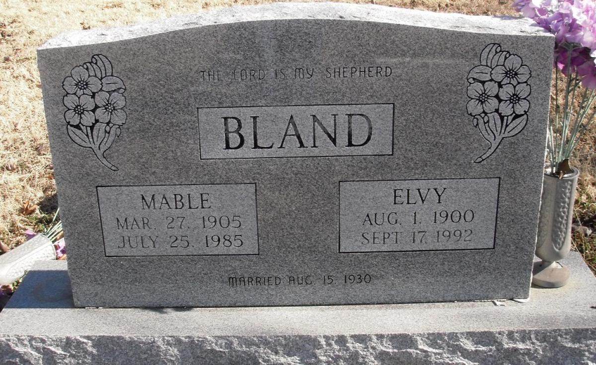 OK, Grove, Buzzard Cemetery, Bland, Elvy & Mable Headstone