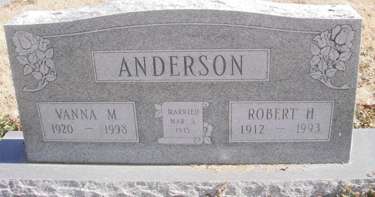 OK, Grove, Buzzard Cemetery, Anderson, Robert H. & Vanna M. Headstone