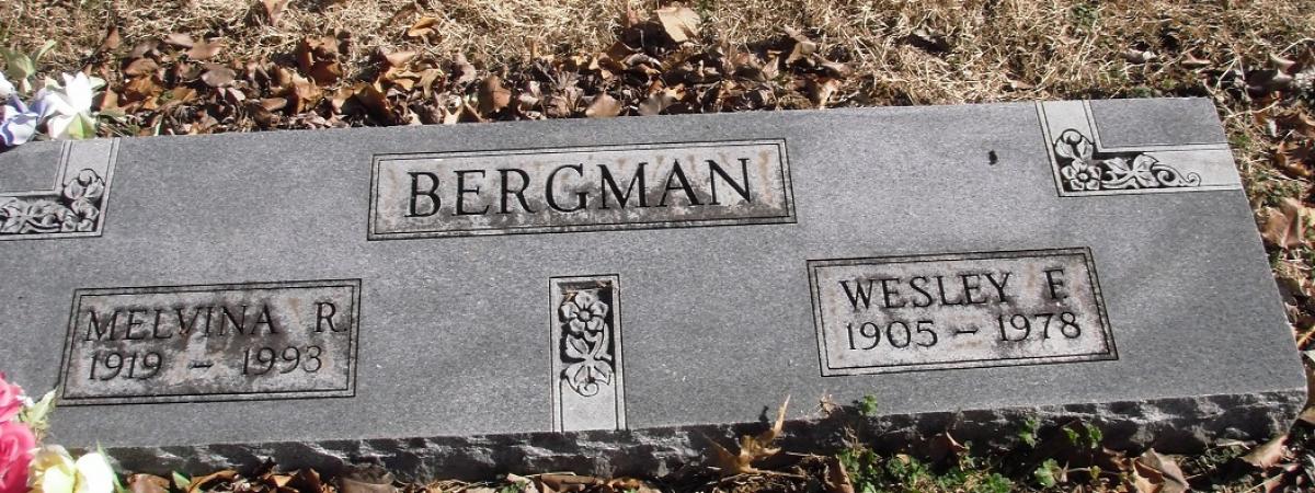 OK, Grove, Buzzard Cemetery, Bergman, Wesley E. & Melvina R. Headstone