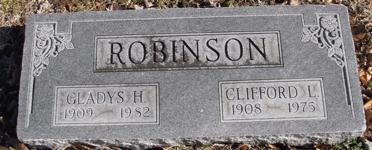 OK, Grove, Buzzard Cemetery, Robinson, Clifford L. & Gladys H. Headstone