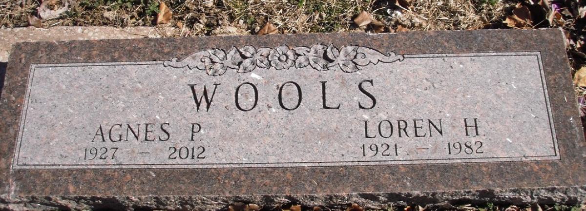 OK, Grove, Buzzard Cemetery, Wools, Loren H. & Agnes P. Headstone