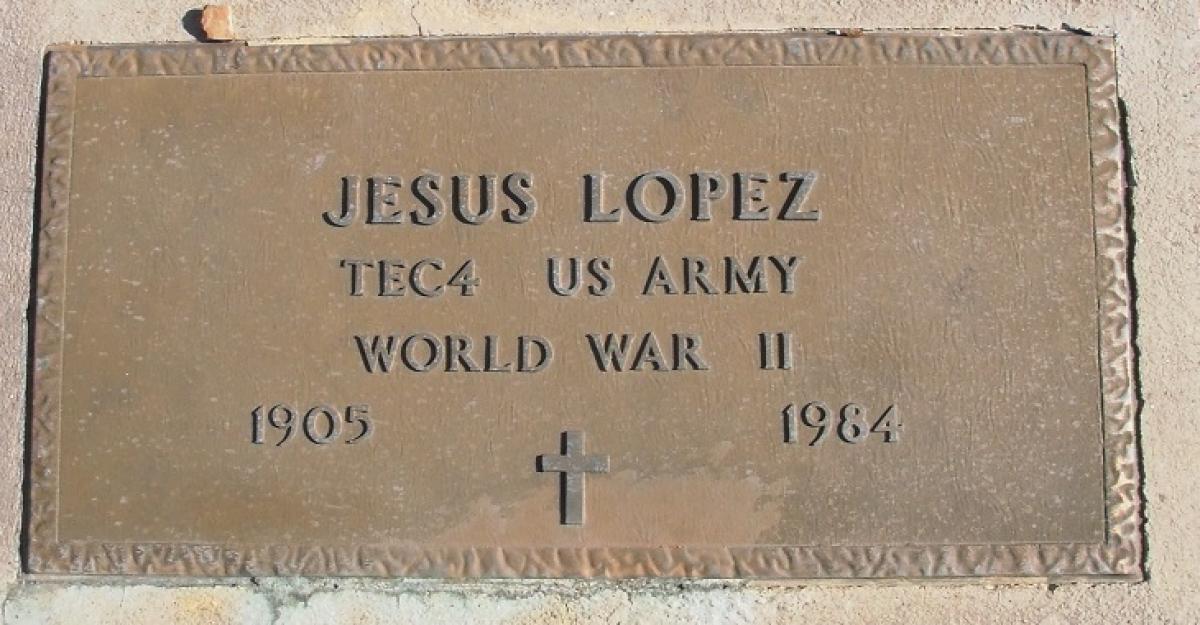 OK, Grove, Buzzard Cemetery, Lopez, Jesus Military Headstone