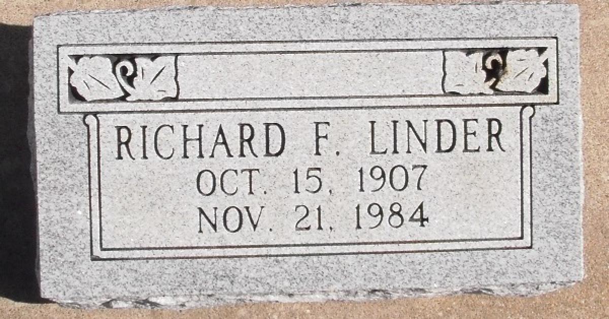 OK, Grove, Buzzard Cemetery, Linder, Richard F. Headstone