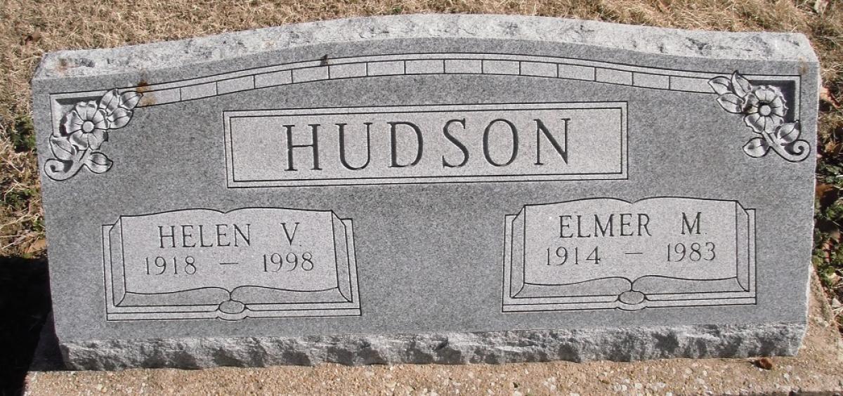 OK, Grove, Buzzard Cemetery, Hudson, Elmer M. & Helen V. Headstone