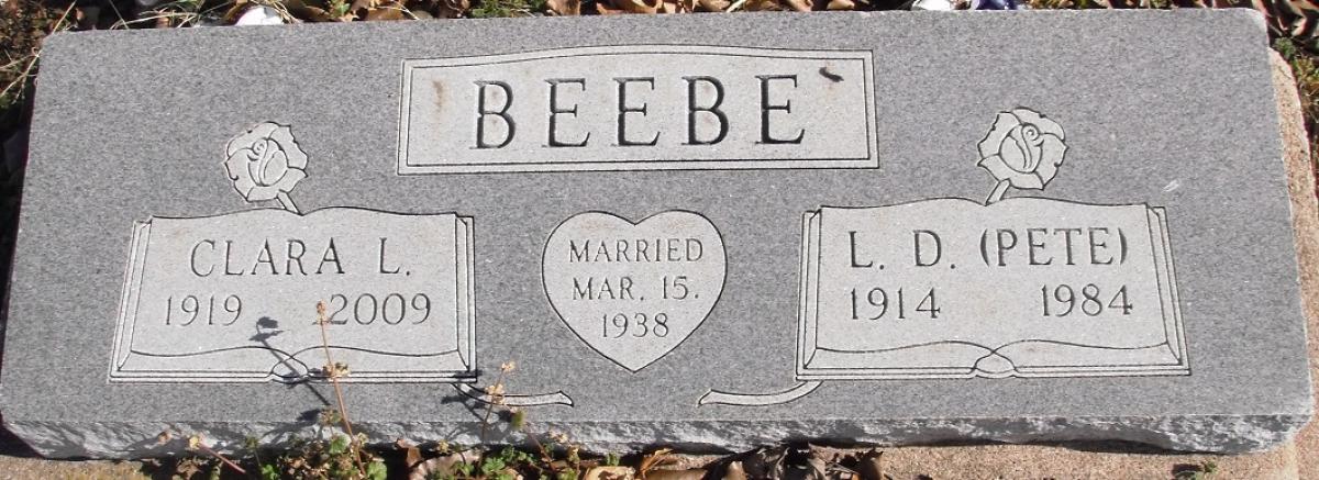 OK, Grove, Buzzard Cemetery, Beebe, L. D. "Pete" & Clara L. Headstone
