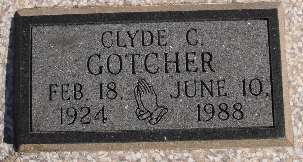 OK, Grove, Buzzard Cemetery, Gotcher, Clyde C. Headstone