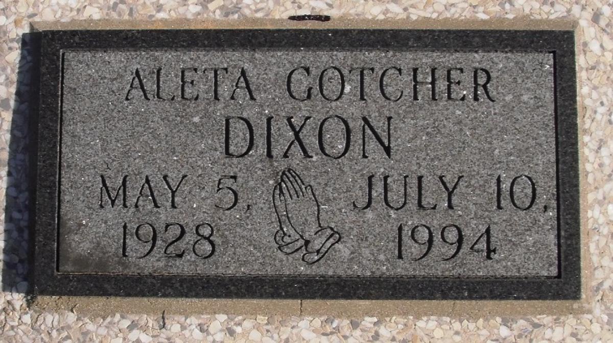 OK, Grove, Buzzard Cemetery, Dixon, Aleta Gotcher Headstone