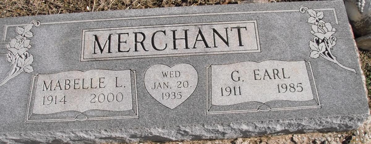 OK, Grove, Buzzard Cemetery, Merchant, G. Earl & Mabelle L. Headstone