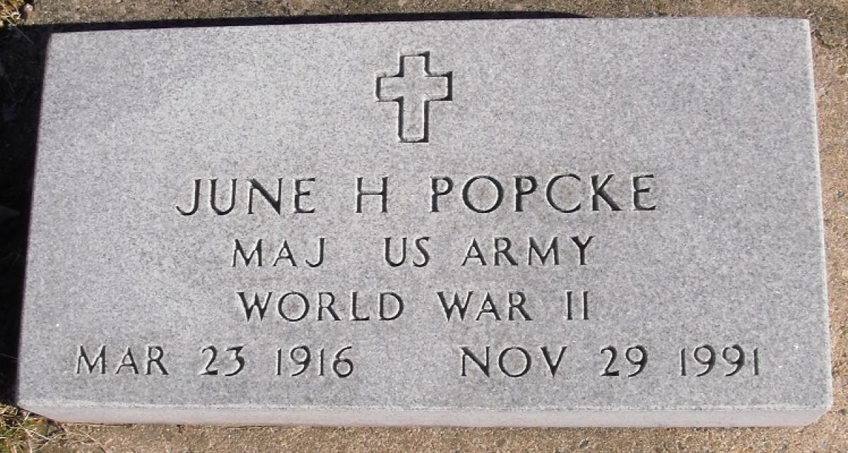 OK, Grove, Buzzard Cemetery, Popcke, June H. Military Headstone