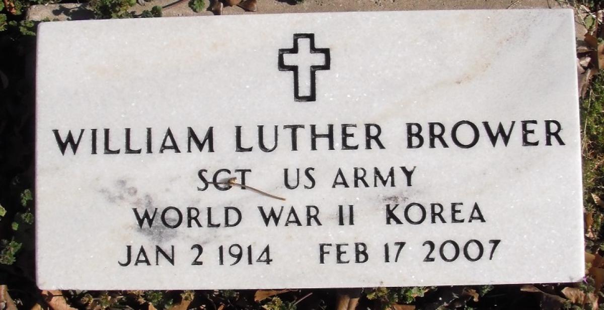 OK, Grove, Buzzard Cemetery, Brower, William Luther Military Headstone