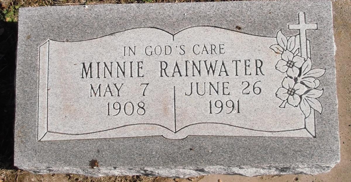 OK, Grove, Buzzard Cemetery, Rainwater, Minnie Headstone