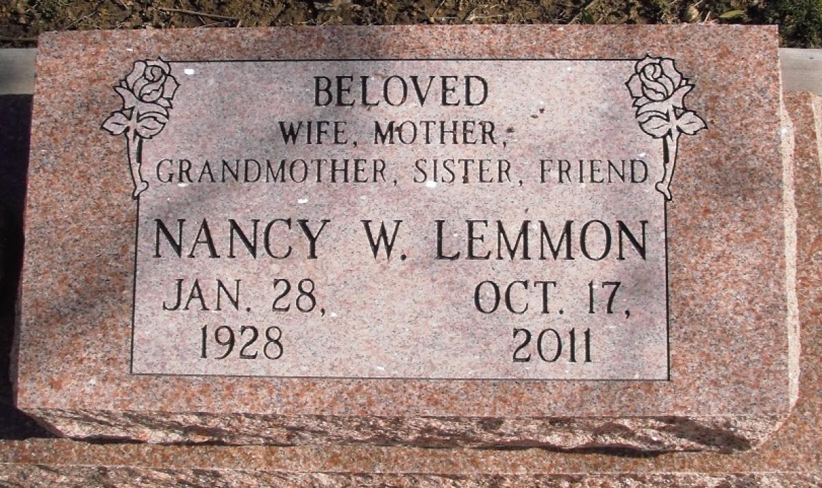 OK, Grove, Buzzard Cemetery, Lemmon, Nancy W. Headstone