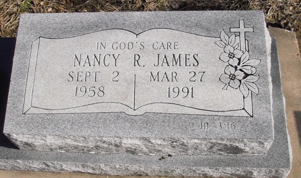 OK, Grove, Buzzard Cemetery, James, Nancy R. Headstone