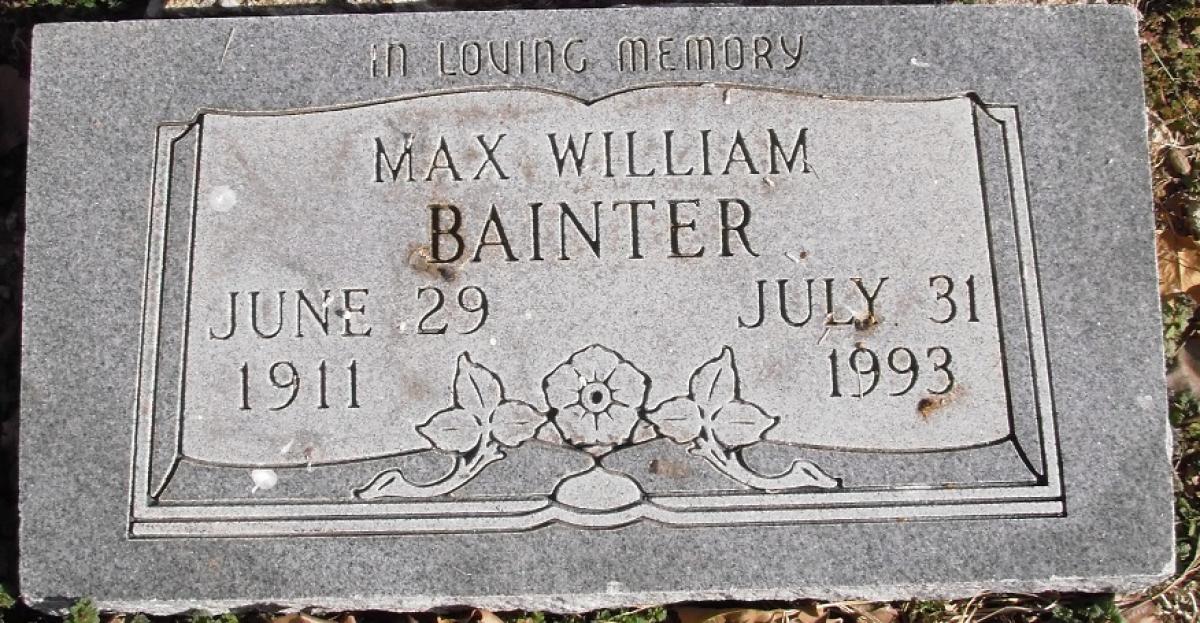 OK, Grove, Buzzard Cemetery, Bainter, Max William Headstone