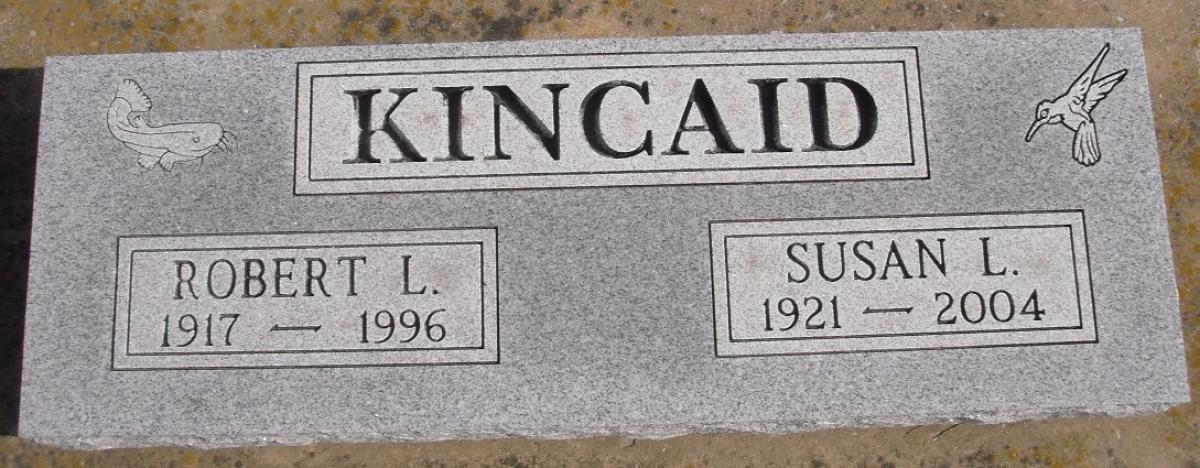 OK, Grove, Buzzard Cemetery, Kincaid, Robert Lester & Susan L. Headstone