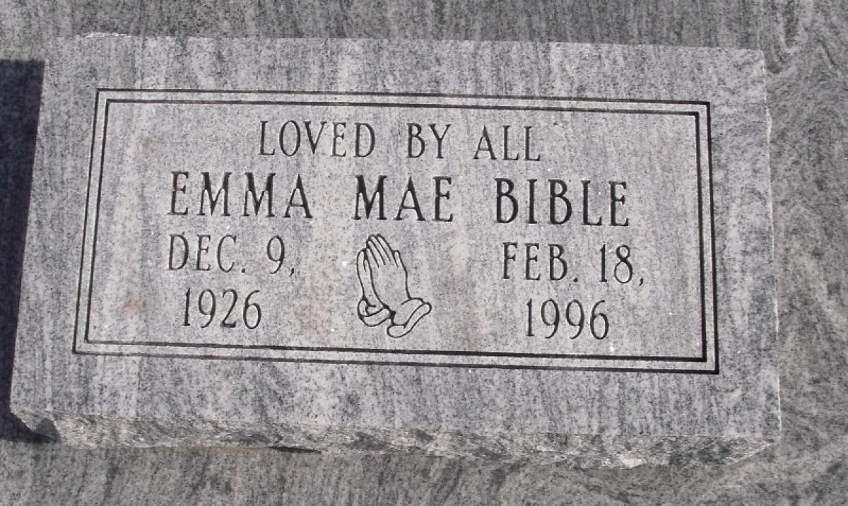 OK, Grove, Buzzard Cemetery, Bible, Emma Mae Headstone