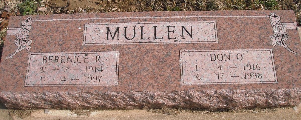 OK, Grove, Buzzard Cemetery, Mullen, Don O. & Berenice R. Headstone