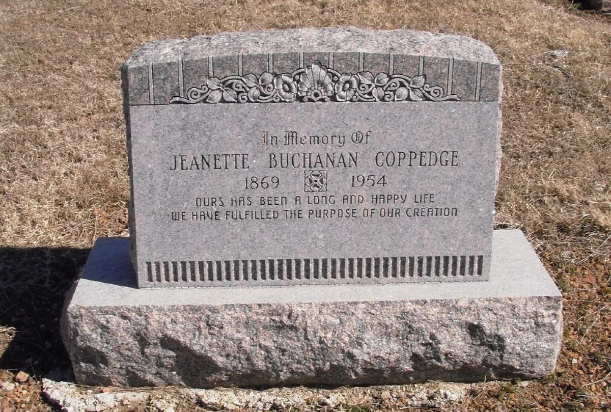 OK, Grove, Olympus Cemetery, Headstone, Coppedge, Jeanette (Buchanan) 