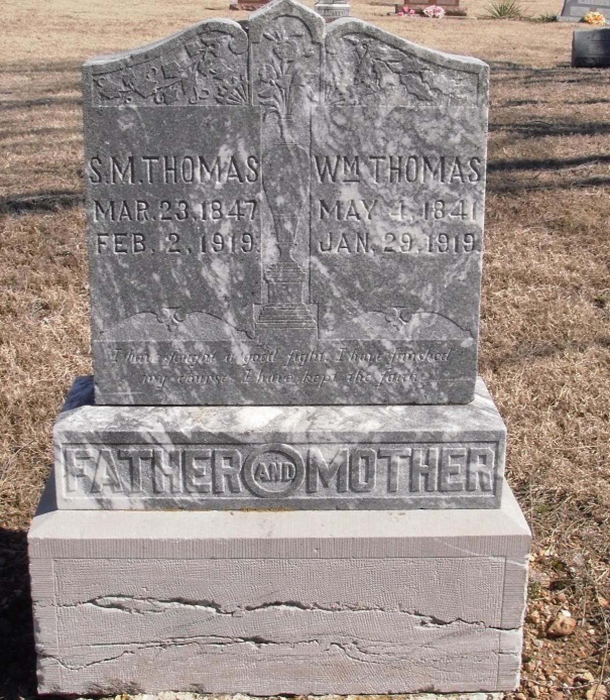 OK, Grove, Olympus Cemetery, Thomas, S. M. & Wm. Headstone