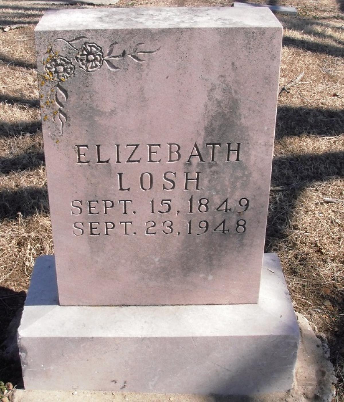 OK, Grove, Olympus Cemetery, Headstone, Losh, Elizebath 