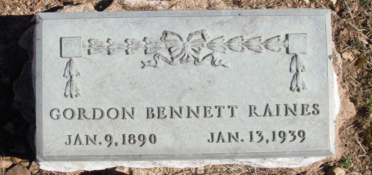 OK, Grove, Olympus Cemetery, Raines, Gordon Bennett Headstone