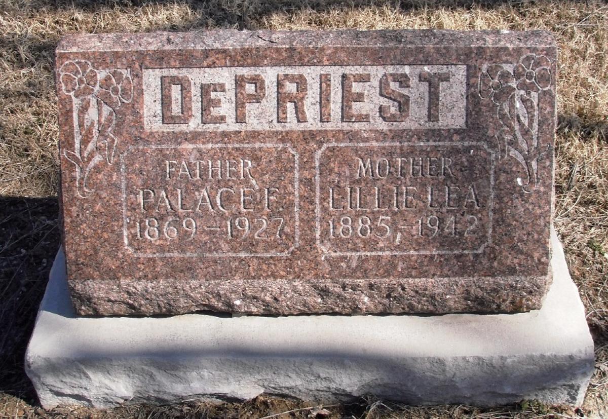 OK, Grove, Olympus Cemetery, Headstone, DePriest, Palace F. & Lillie Lea