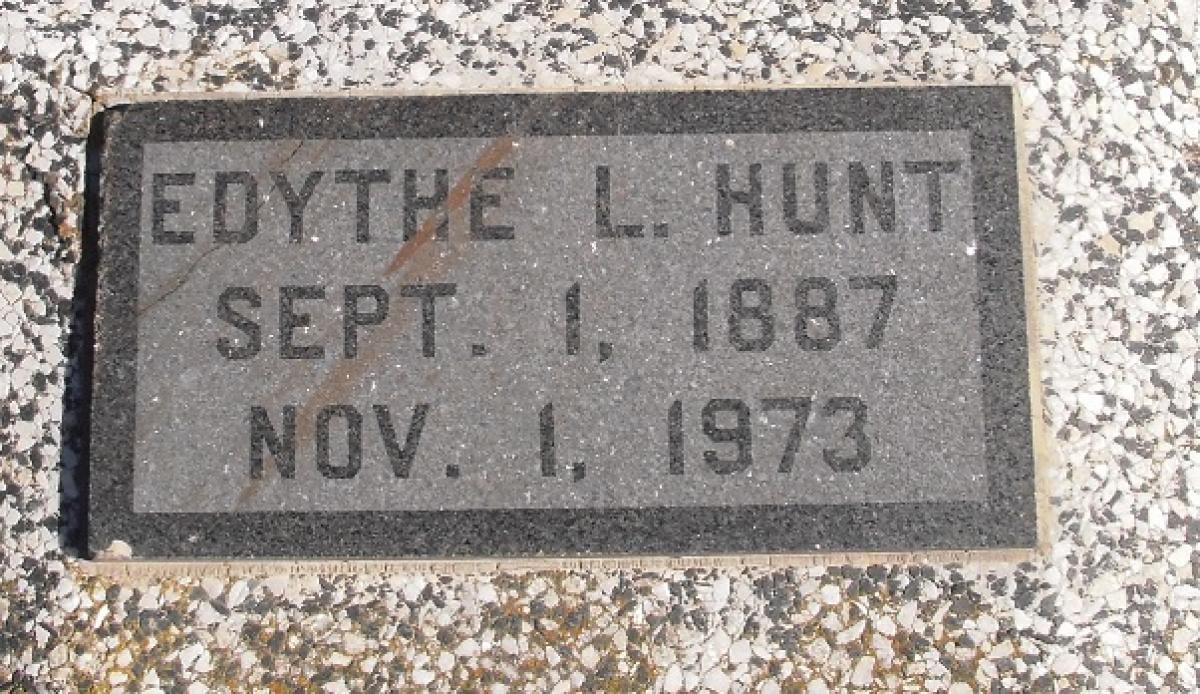 OK, Grove, Olympus Cemetery, Headstone, Hunt, Edythe L.