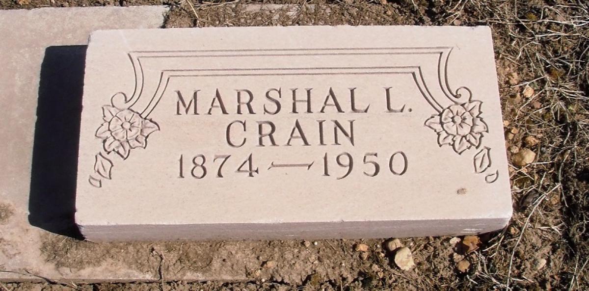 OK, Grove, Olympus Cemetery, Headstone, Crain, Marshal L. 