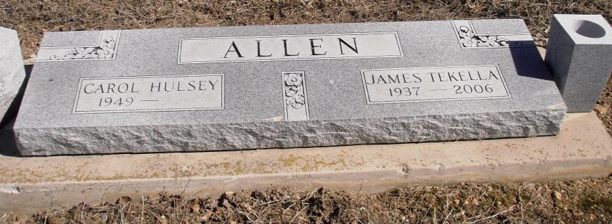 OK, Grove, Olympus Cemetery, Headstone, Allen, James Tekella & Carol (Hulsey)