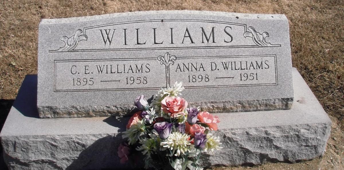 OK, Grove, Olympus Cemetery, Williams, C. E. & Anna D. Headstone