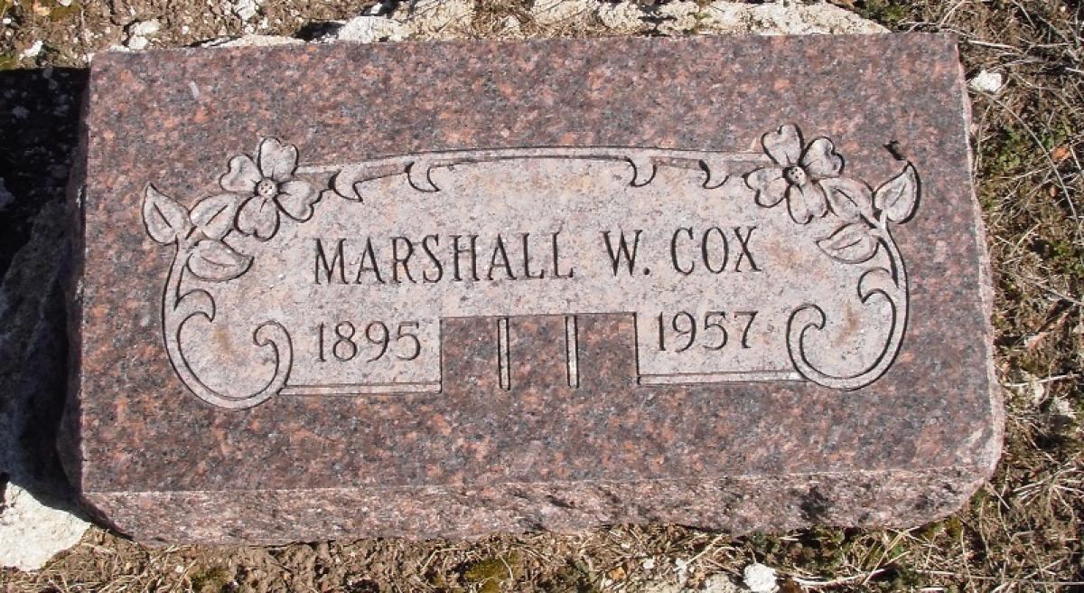 OK, Grove, Olympus Cemetery, Headstone, Cox, Marshall W. 
