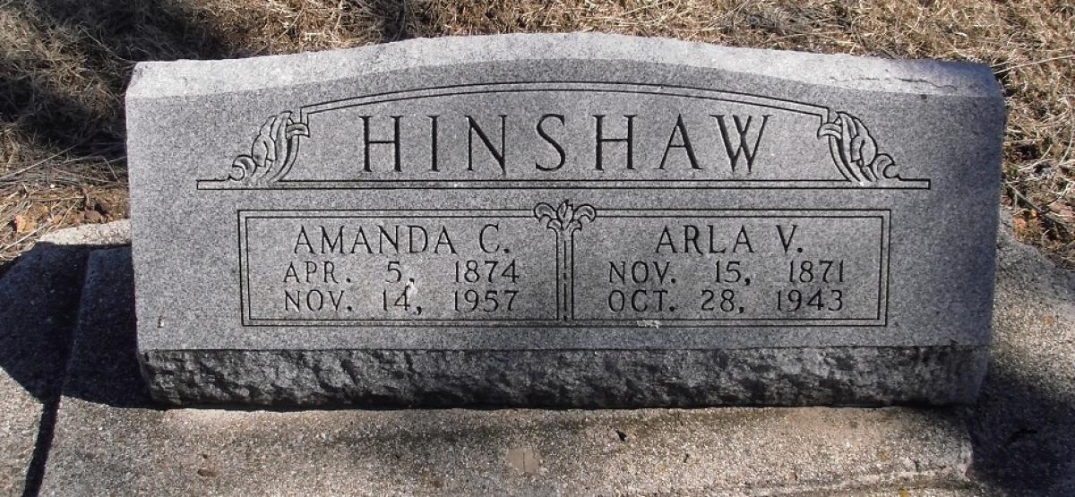 OK, Grove, Olympus Cemetery, Headstone, Hinshaw, Arla V. & Amanda C. 