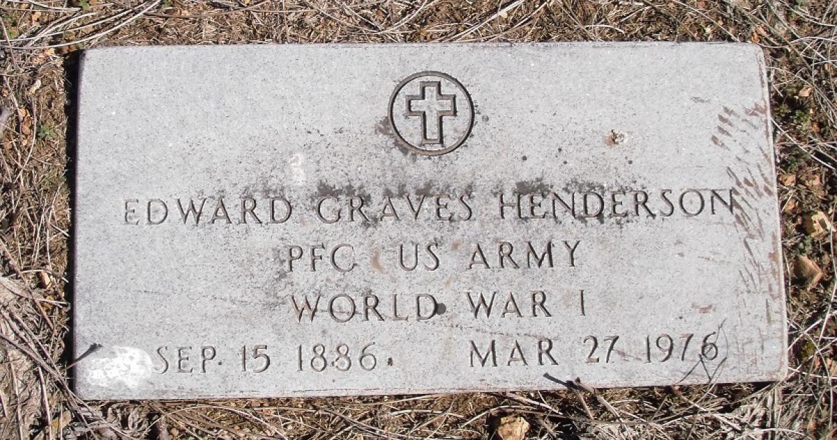 OK, Grove, Olympus Cemetery, Military Headstone, Henderson, Edward Graves