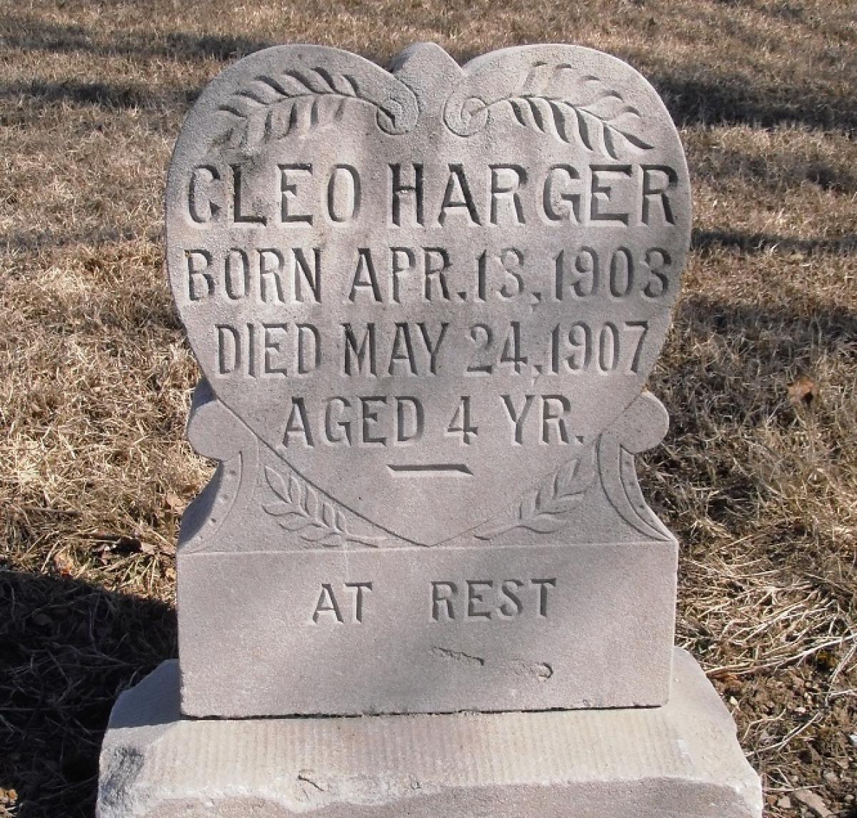 OK, Grove, Olympus Cemetery, Headstone, Harger, Cleo 