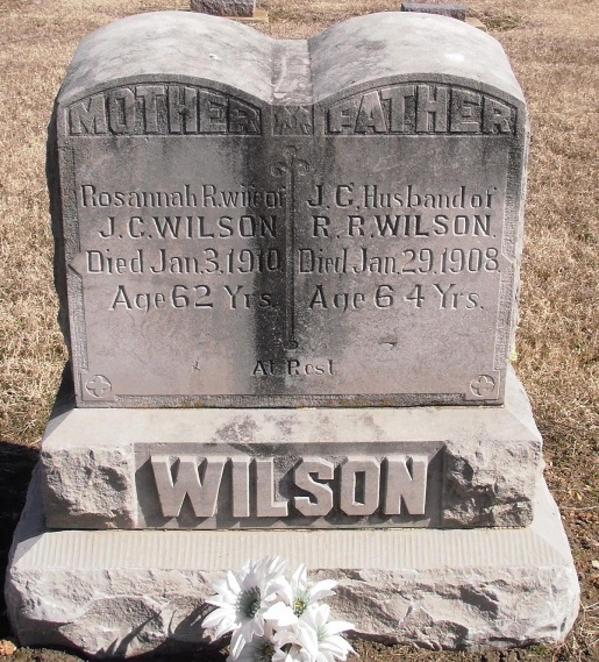 OK, Grove, Olympus Cemetery, Wilson, Rosannah R. & J. C. Headstone