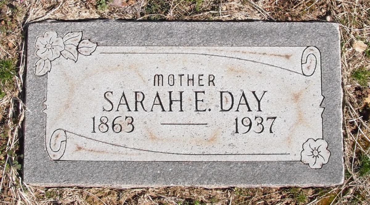 OK, Grove, Olympus Cemetery, Headstone, Day, Sarah E.