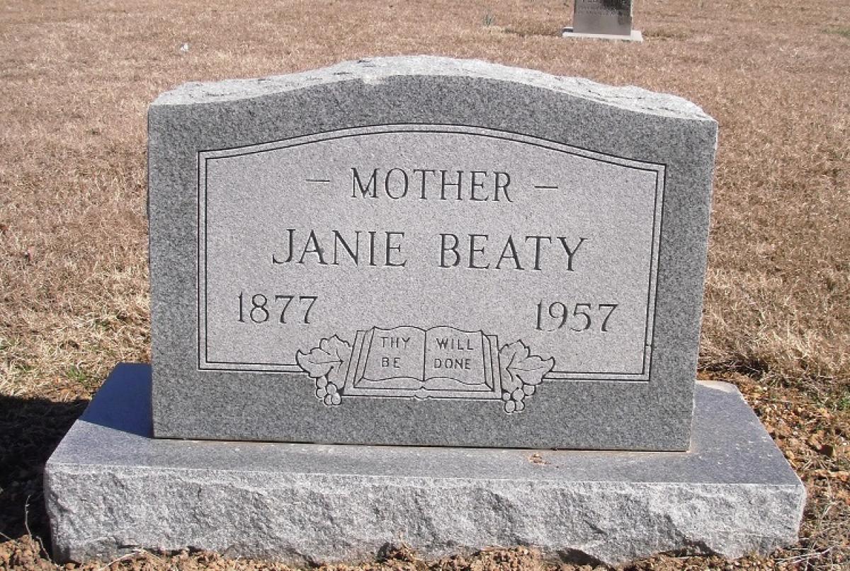 OK, Grove, Olympus Cemetery, Headstone, Beaty, Janie 