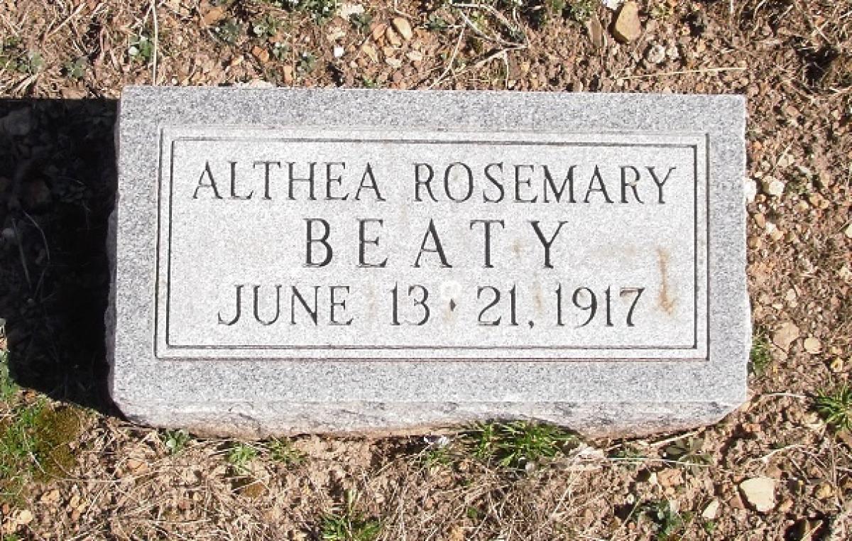 OK, Grove, Olympus Cemetery, Headstone, Beaty, Althea Rosemary 