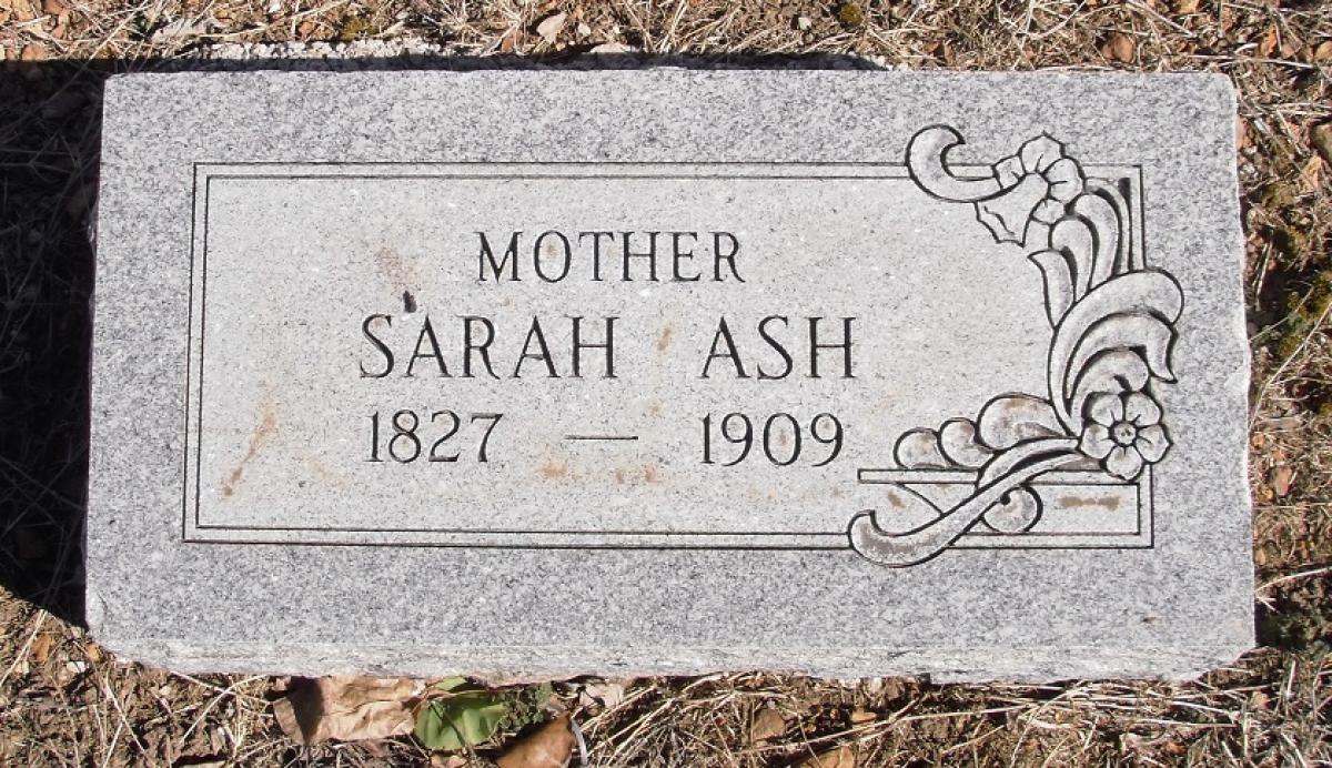 OK, Grove, Olympus Cemetery, Headstone, Ash, Sarah 