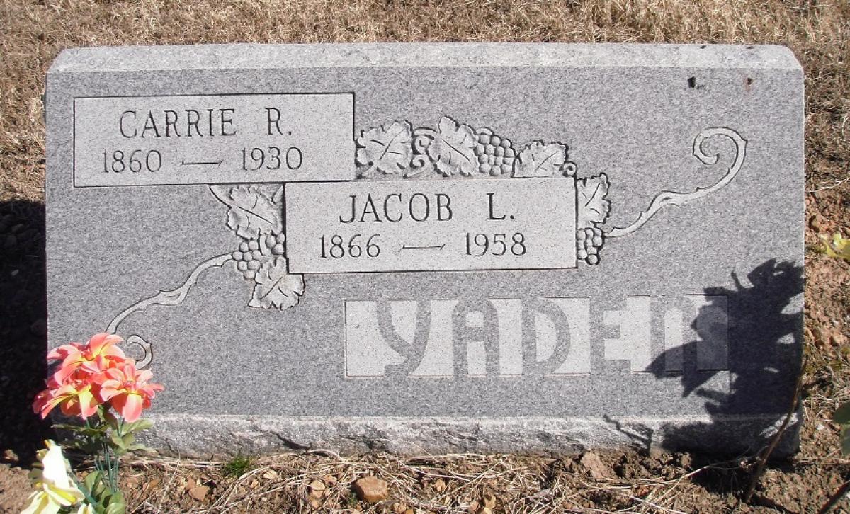 OK, Grove, Olympus Cemetery, Yaden, Carrie R. & Jacob L. Headstone