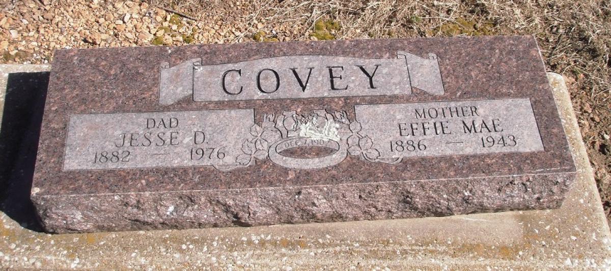OK, Grove, Olympus Cemetery, Headstone, Covey, Jesse D. & Effie Mae 