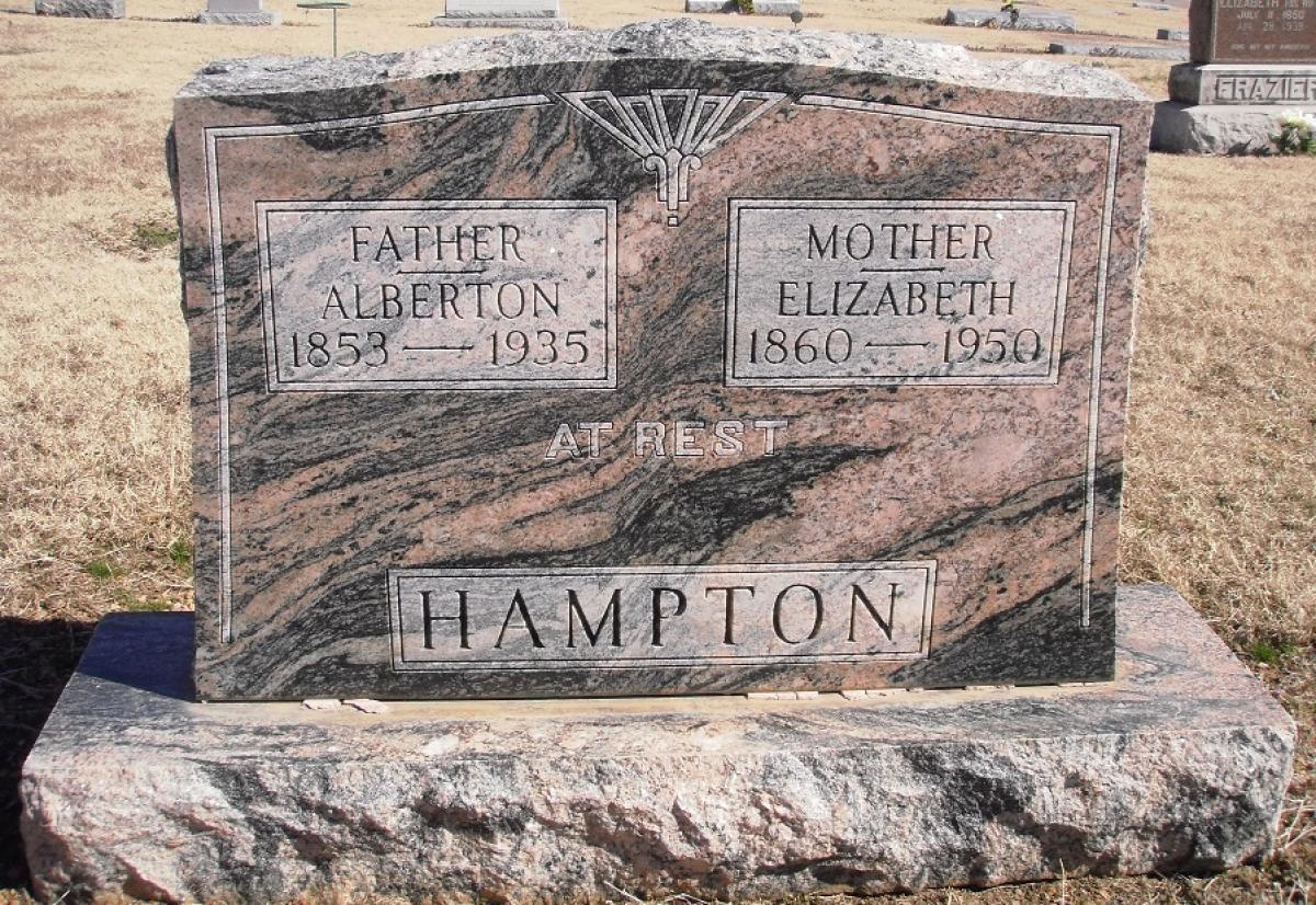 OK, Grove, Olympus Cemetery, Headstone, Hampton, Alberton & Elizabeth 