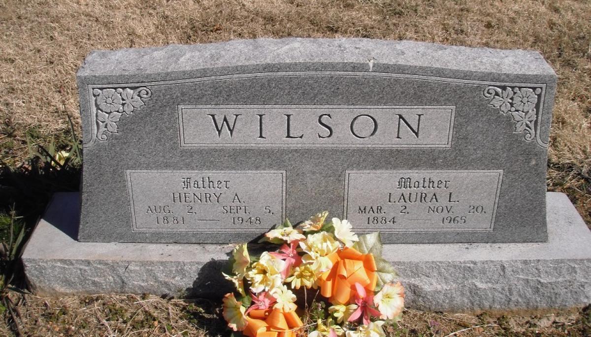 OK, Grove, Olympus Cemetery, Wilson, Henry A. & Laura L. Headstone