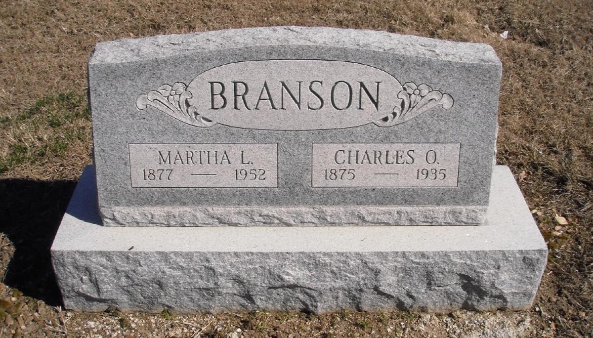 OK, Grove, Olympus Cemetery, Headstone, Branson, Charles O. & Martha L.