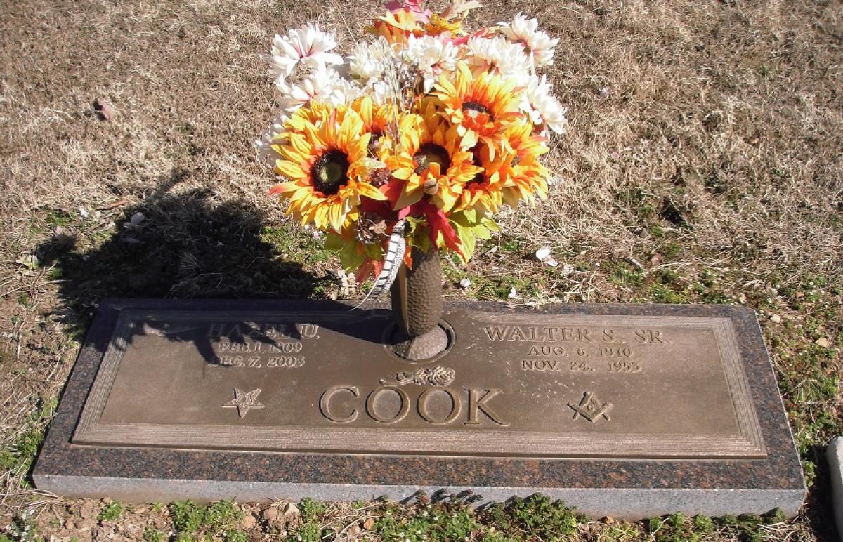OK, Grove, Olympus Cemetery, Headstone, Cook, Walter Sherman Sr. & Hazel U. 