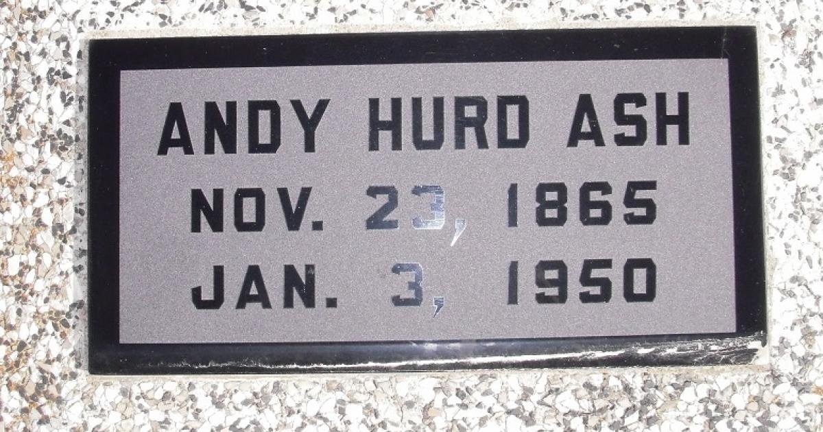 OK, Grove, Olympus Cemetery, Headstone, Ash, Andy Hurd 