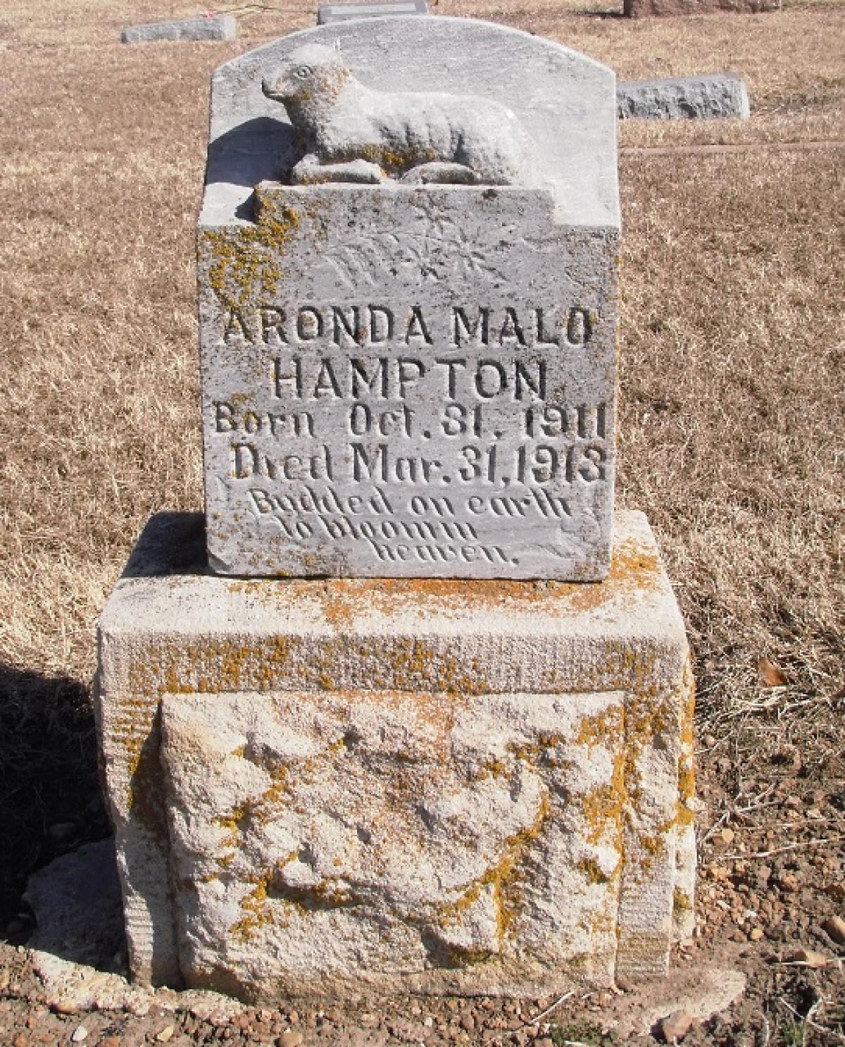 OK, Grove, Olympus Cemetery, Headstone, Hampton, Aronda Malo 