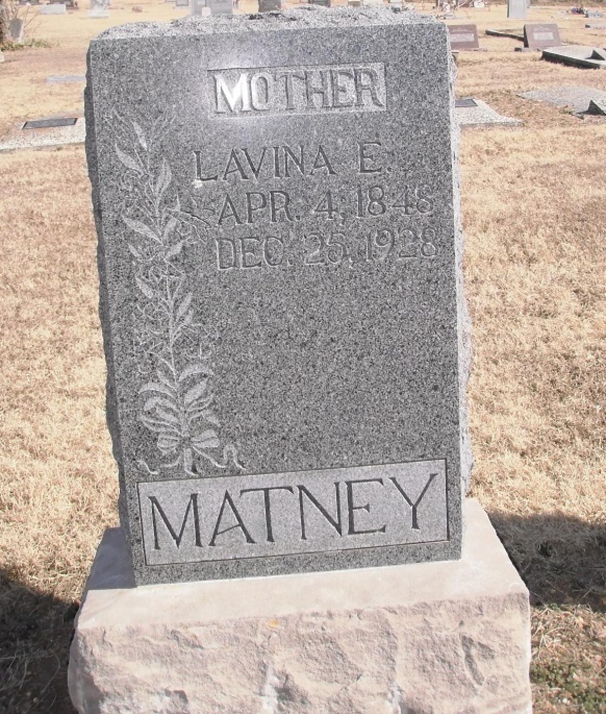 OK, Grove, Olympus Cemetery, Headstone, Matney, Lavina E. 